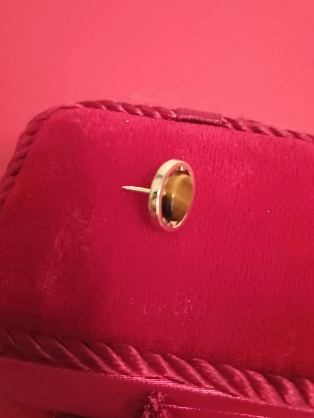 Vintage Tiger Eye Tie Tack Gold Tone Open Work
